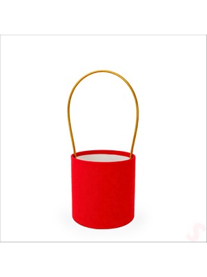 Süsle Bebek ve Parti Hortum Saplı Kırmızı Kadife Kutu Küçük Boy - 12 cm