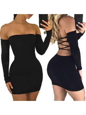 İlkyaz Fashion Ieg™ Sırt Dekolteli Straplez Mini Elbise