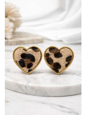 Vipfoni Kalp Leopar Çelik Kadın Küpe