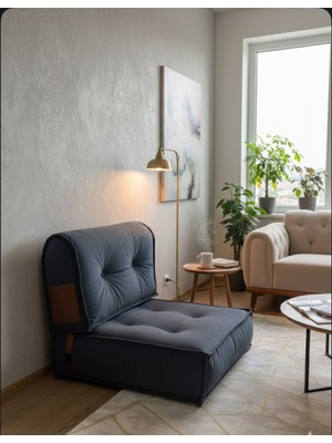 Pufymax Cloud Serisi Yeni Nesil Sırt Dayamalı Yer ve Palet Minderi,Petek önü bisküvi Minderi, 75 x 75 |65CM Antrasit