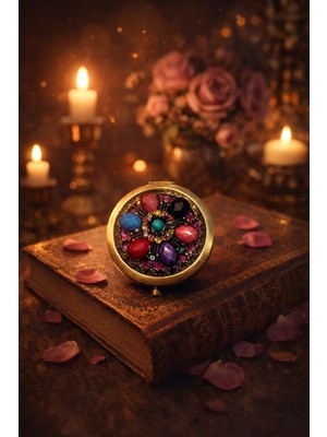 Seymen Bıçakçılık 1’li El Işlemeli Pirinç Kaplama Çift Taraflı Kompakt Cep Aynası – Vintage Tasarım, Hediyelik