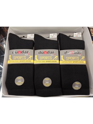 Dündar Erkek Cotton Havlu Tenis Çorabı- 4 Mevsim- Dikişsiz - Soft Yıkama - Parfümlü- 6 Adet- (40-44 Beden)(Siyah)