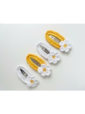 Winy Concept Papatya Detaylı El Örgüsü Bebek ve Çocuk Çıtçıt Toka Seti - 4'lü Set