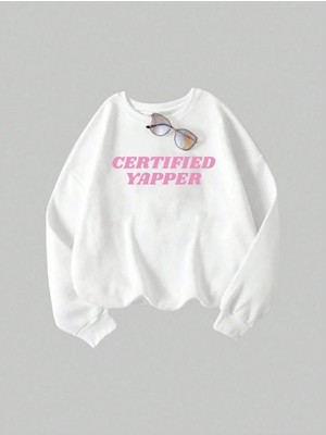 Trend Kadın Tişörtü Gad Baskı Kazak Görüntüsünde Yapılan Rahat Crewneck Polar Yumuşak Hoodie