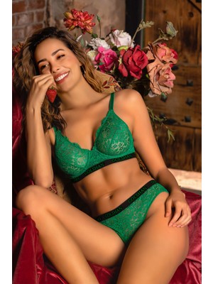 İlkyaz Fashion Ieg™ Gaudi Brazilian Slip, Kadın Dantel Brezilyan Yeşil Külot