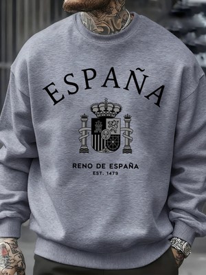 Espana Country Prints Erkek Kazakları Yumuşak Günlük Tişörtler Sonbahar Büyük Beden Sokak Giy