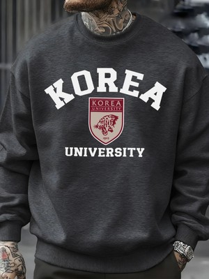 Kore Üniversitesi Desen Erkekler Kazak Sonbahar Hip Hop Kazaklar Gevşek Moda Unisex Tişörtü Y