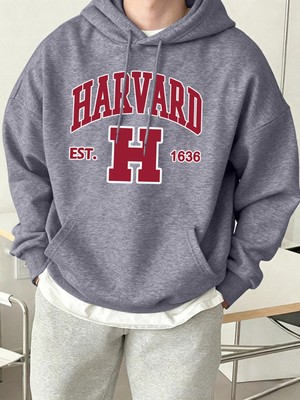 Harvard Est. 1636 Baskılı Spor Rahat Hoody Erkekler Sokak Polar Tişörtü Rahat Bol Giysiler Vi