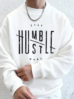 Stay Humble Hustle Hard Printing Erkekler Için Kapüşonlu Sweatshirt Sonbahar Polar Sıcak Swea