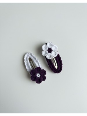 Winy Concept El Örgüsü Papatya Figürlü Çıt Çıt Toka Seti - 2’li Örgü Toka Seti