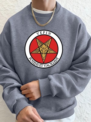 Vepin Potens Et Vacillent Baskılı Erkek Kazak Kış Bisiklet Yaka Kapüşonlular Sokak Polar Sıca