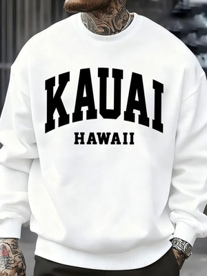 Kauai Hawaii Mektup Baskılar Erkek Kazak Moda Hip Hop Kazak Polar Büyük Boy Giysiler Sonbahar