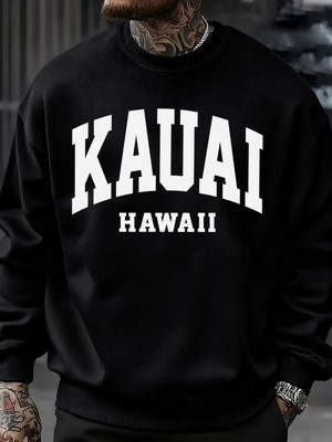 Kauai Hawaii Mektup Baskılar Erkek Kazak Moda Hip Hop Kazak Polar Büyük Boy Giysiler Sonbahar