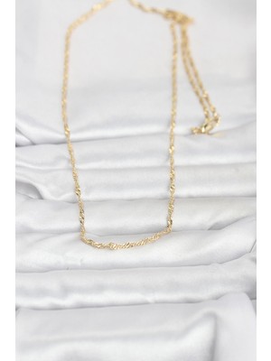 Bsre 14K Gold Renk Burgu Zincirli 60 cm Kadın Kolye (Cm)