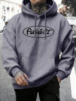 Peterbilt Harfli Baskılı Polar Sonbahar Sweatshirtleri Erkek Yumuşak Koşu Kapüşonlu Üstü Soka
