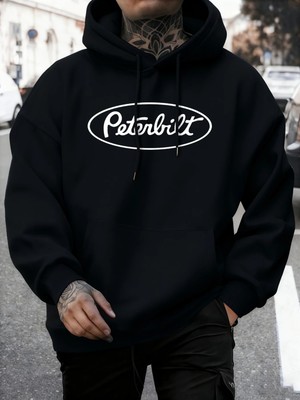 Peterbilt Harfli Baskılı Polar Sonbahar Sweatshirtleri Erkek Yumuşak Koşu Kapüşonlu Üstü Soka