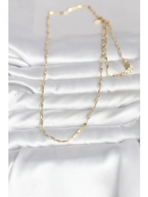 Bsre 14K Gold Renk Ince Ataç Zincir 60 cm Kadın Kolye (Cm)