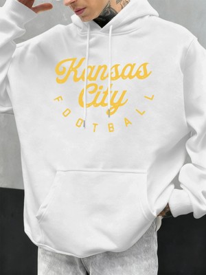 Kansas City Futbol Baskılı Sonbahar Erkekler Hoodie Rahat Çok Renkli Hoody Cep Gevşek Kapüşon