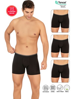 Özkan Underwear Özkan 11256 3'lü Paket Erkek Premium Kumaş Modal Pamuklu Esnek Yumuşak Boxer Şort