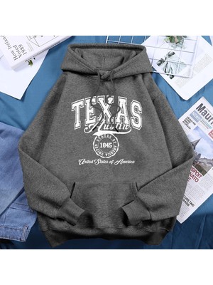 Texas Austin Amerika Birleşik Devletleri Hoodies Kadın Polar Ekip Boyun Kapşonlu Yaratıcı Yen