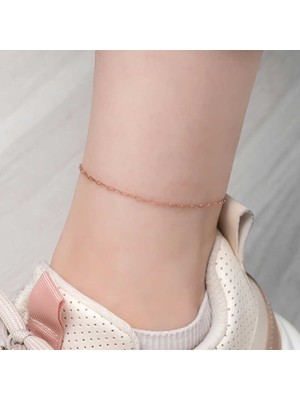 Katre46 925 Ayar Gümüş Rose Zincir Desenli Halhal