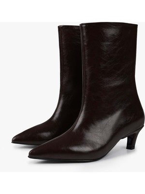 Shoeberry Kadın Maris Kahve Cilt Topuklu Bot