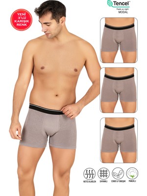 Özkan Underwear Özkan 11256 3'lü Paket Erkek Premium Kumaş Modal Pamuklu Esnek Yumuşak Boxer Şort