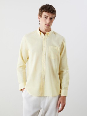 Lc Waikiki Yeni Sezon Regular Fit Uzun Kollu Keten Karışımlı Erkek Gömlek