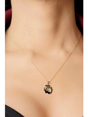 Fiyonk Kuyumculuk 14 Ayar Altın Singapur Zincir Allah Yazılı Kolye Büyük