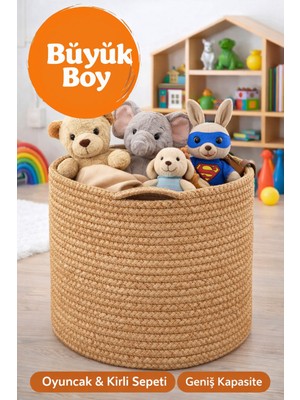 Çok Amaçlı Örgü Düzenleyici Sepet, Oyuncak Sepeti, Kirli Sepeti Bohem Dekorasyon Organizer Büyükboy