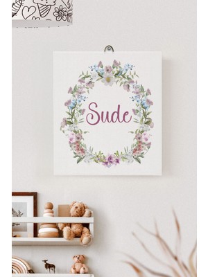 Lilabio Isme Özel Çocuk Odası Kanvas Tablo Çiçek (17X21 Cm)