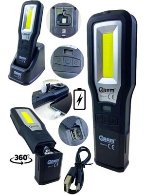 Magicool Arm 550 Lümen Ultraviyoleli Özellikli Miknatıslı Şarjlı Tamirci Feneri