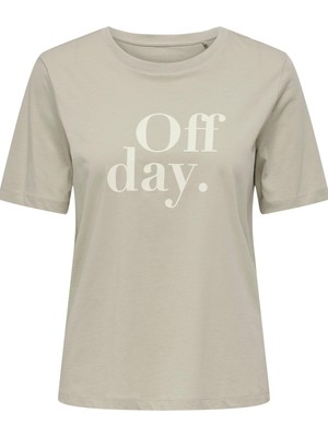 Only Kadın Bisiklet Yaka Grafik Baskılı Tişört - Happy