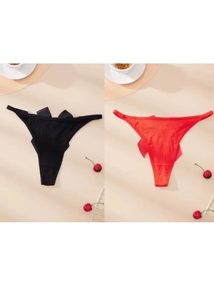 İlkyaz Fashion Ieg™ Fantezi Kadın 2'li Fiyonklu Halkalı Tanga