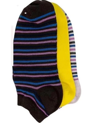 İlkyaz Fashion Ieg™ Srfn Kadın Patik Çorap 3 Lü  Çizgili  Desen