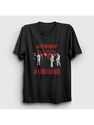 Presmono Unisex Siyah In Your Fantasy K-Pop Ateez T-Shirt