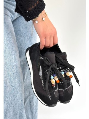 Shoegar Riaf Siyah Cilt Bağcıklı Spor Ayakkabı