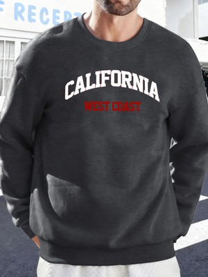 Kaliforniya Batı Yakası Baskılı Sonbahar Kazak Çift Spor Polar Sweatshirt Sokak Modası Sokak