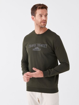 Lc Waikiki Yeni Sezon Bisiklet Yaka Uzun Kollu Baskılı Erkek Sweatshirt