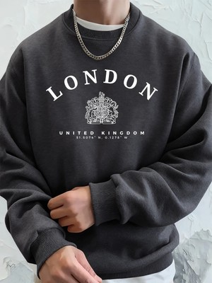 Londra Ingiltere Kraliyet Rozeti Baskı Erkekler Kapüşonlular Sonbahar Polar Sıcak Tişörtü Rah