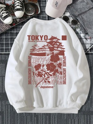 Japon Tokyo Sakura Baskı Bahar Rahat Kadın Kazak Kazak Sıcak Yumuşak Hoodies Gevşek Crewneck