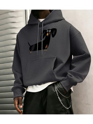 Komik Dachshund Baskı Erkekler Genç Kazak Klasik Sıcak Kapşonlu Hip Hop Gevşek Basit Giyim Ra