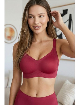 Kırmızı Silkair Blush V-Neck Balensiz Sütyen – Geniş Askılı, Iz Yapmayan
