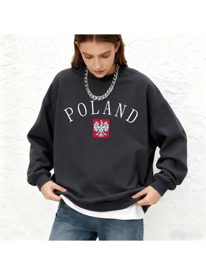 Polonya Mektup Baskılı Kadın Sweatshirtleri Kışlık Koşu Kapüşonlu Üstleri Günlük Bol Kesim Yu