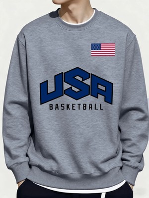 Abd Basketbol Oyunu Baskıları Kış Günlük Erkek Tişörtü Rahat Rahat Kazaklar Polar Yumuşak Sok