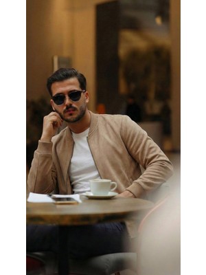 Erkek Scuba Süet Kumaş Bomber Hırka