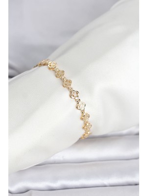 Nacario cm 14K Gold Renk Yonca Model Kadın Bileklik