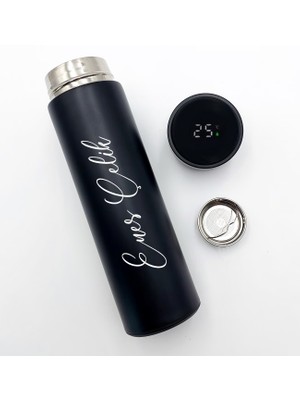 As Gift Kişiye Özel Siyah 500 ml Dereceli Termos