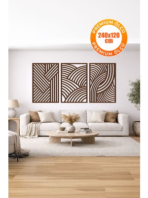 3 Parça Modern Geometrik Ahşap Duvar Tablosu Seti – Dekoratif Mdf Tablo