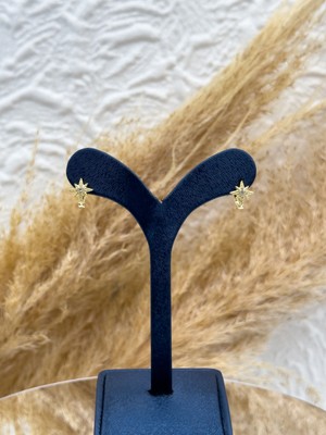 Livora Jewelry 925 Ayar Gümüş Gold Renk Kuzey Yıldızı Halka Çocuk Küpesi – Zarif, Işıltılı ve Hediyelik Kız Çocuk Küpe